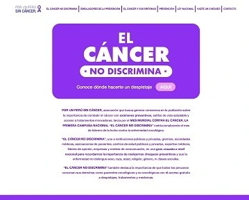 Agencia de diseño y desarrollo de pagina web para el cáncer no discrimina